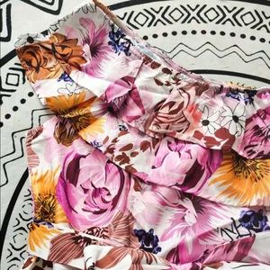 One shoulder floral print dress